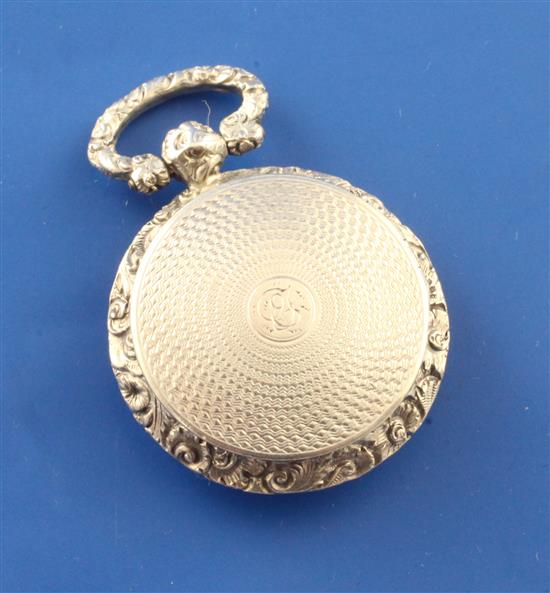 A William IV engine turned silver circular vinaigrette by Taylor & Perry, approx. 1in.